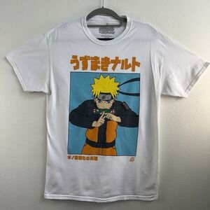 Naruto Shippuden Uzumaki Shirt Mens Medium White Graphic Anime Short Sleeve Tee